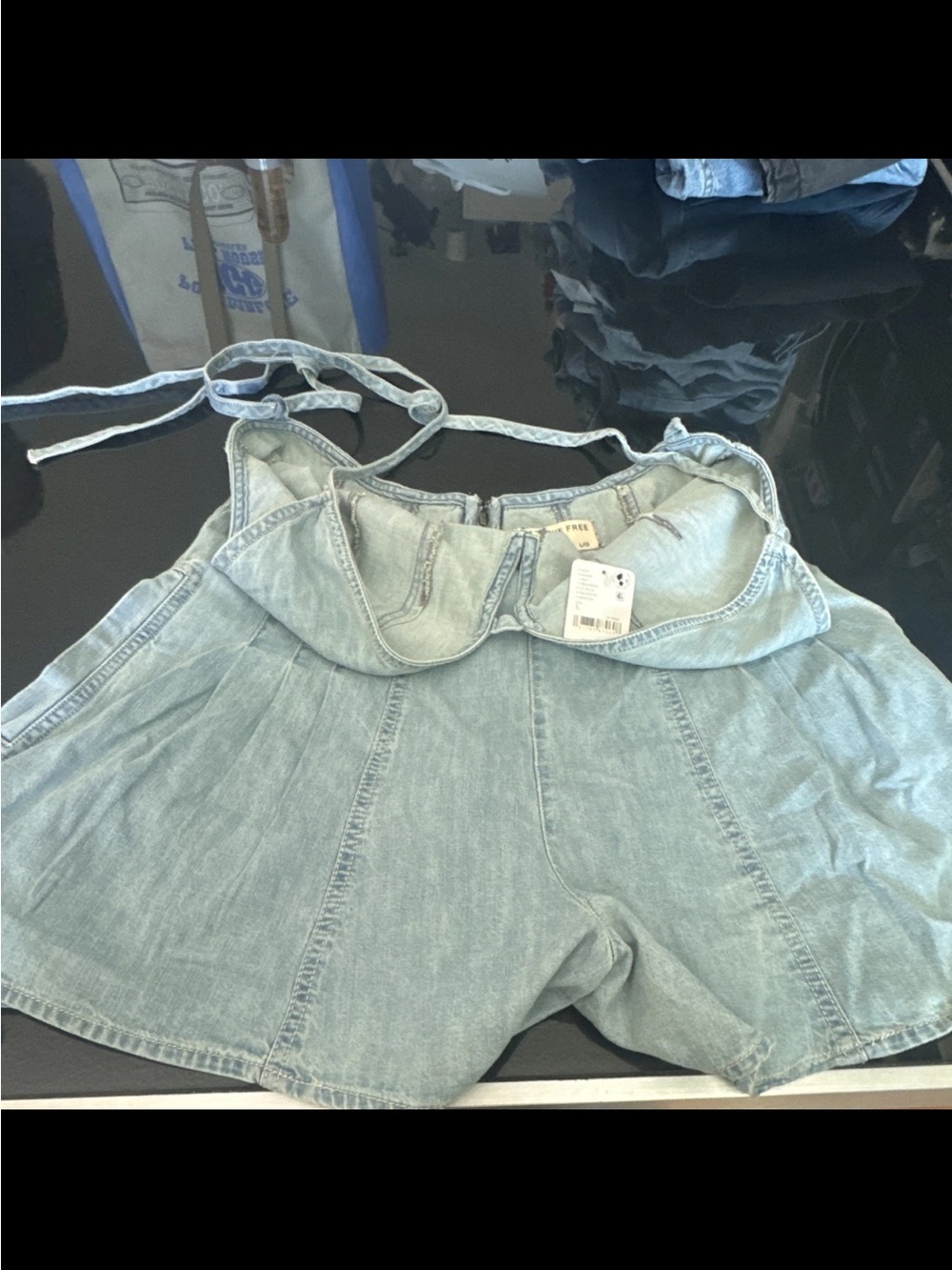 We The Free Light Blue Denim Tie-Waist Shorts